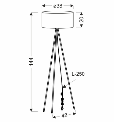 MOSSI lampa podłogowa złoty 1x40W E27 abażur czarny