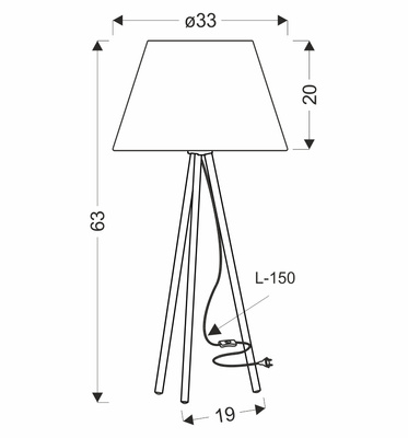TINCO lampa stołowwa czarny 1x40W E27 abażur szary