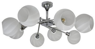 Chrome ceiling lamp with white shade 8x40W Raul Candellux 38-72290