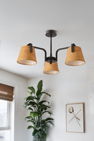 Lampa wisząca Milbury z abażurem potrójna do salonu tkaninowa brązowa