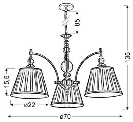 Pendant lamp patina chandelier 3 Austin 33-13842