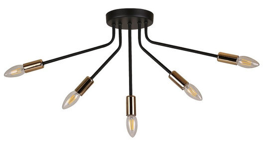 Schwarz-goldene Deckenleuchte 5x40W E14 Tiara 35-79268