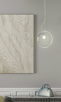 Pendant lamp SKIROS silver ring minimalist LED lighting 4000K with E27