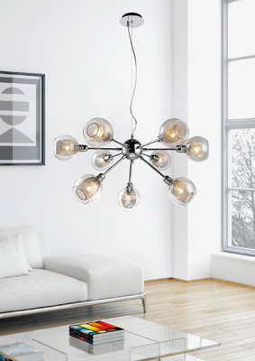 Hanging lamp chrome glass shade with a basket 9x40W Dixi Candellux 39-65018