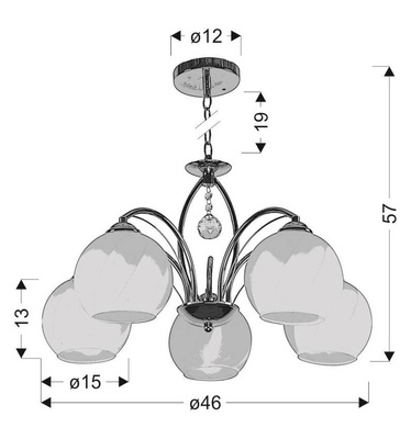 Alyson suspension 5x40w e27 blanc