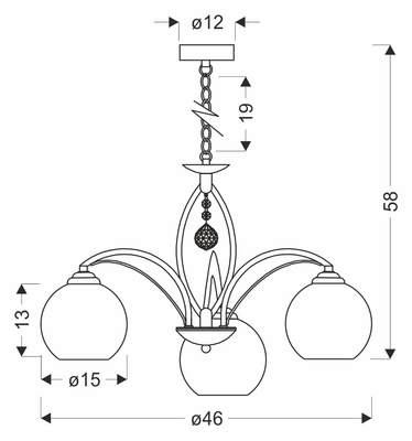 SIERRA lampa wisząca chromowy 3x40W E27 klosz chromowy