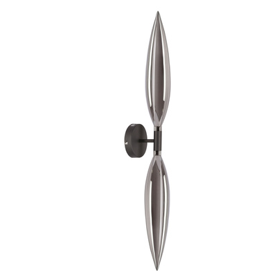 Nordic wall light black smoked glass double for living room and bedroom