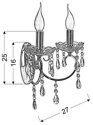 Applique murale chromée double avec cristaux Aurora Candellux 22-96138