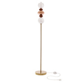 FLORES floor lamp brass brown orange 15W LED 3000K white shade