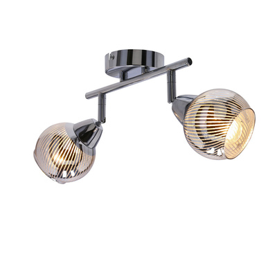 Virginia Plafonnier chrome bande e14 avec abat-jour miroir 92-14016