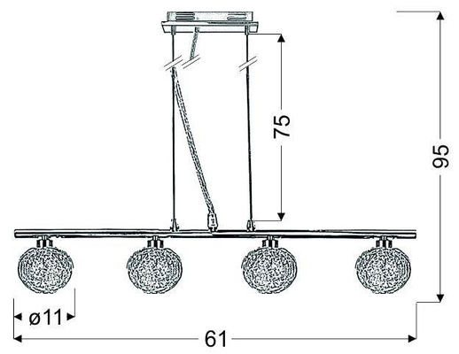 Hanging lamp chrome with a braided glass shade 4x40W Sphere Candellux 34-14047