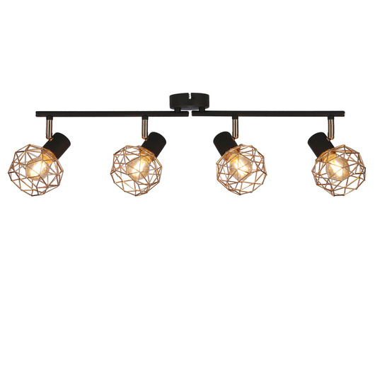 Plafonnier applique bande abat-jour cuivre noir 4x40W E14 Acrobat 94-22226