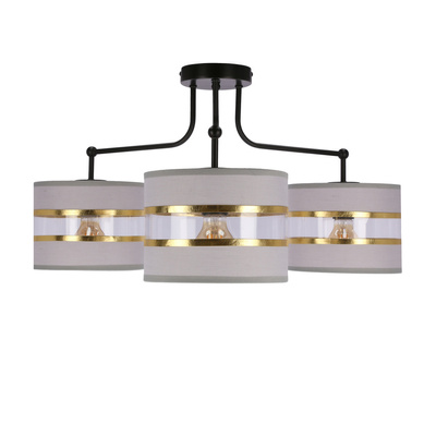 Lampa sufitowa czarny 3xE27 abażur biały + złoty Andy 33-00514