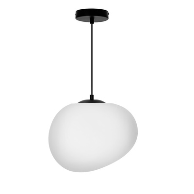 Hanging lamp STONES 30 cm in Japandi style with white acrylic stone inspired shade minimalist ceiling lighting for living room E27