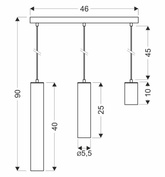 Lampa wisząca czarna potrójna 3x25W Tubo 33-79107
