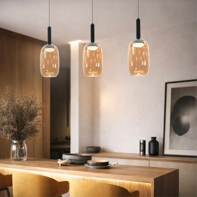 Pendant lamp Bueno glass amber shade single GX53