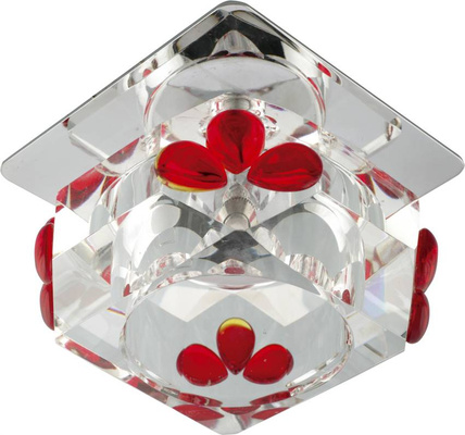 Plafoniera Candellux G4 patrat sticla cristalina rosu 20W 