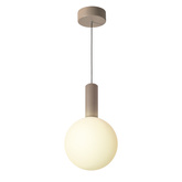 Suspension Testa boule en verre beige avec abat jour blanc 1x10W G9
