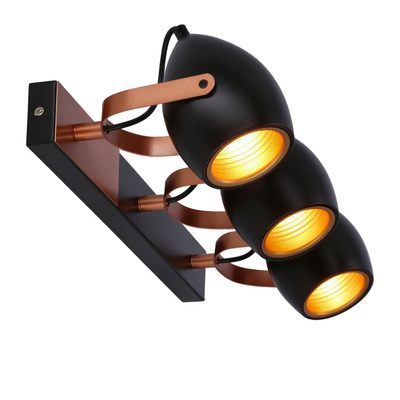 Black and copper adjustable spot lamp E14 3x40W Anica 93-82589