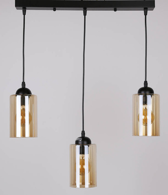 Suspension noir / bande marron 3xE27 Bistro 33-00545