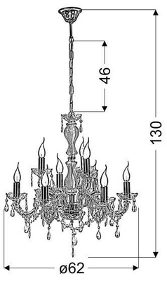 Lustre en cristal doré 62cm 9xE14 Maria Teresa 39-95841