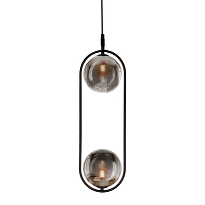 Hanging lamp CORDEL elegant black with graphite ball shades minimalist living room lighting 2x G9 LED