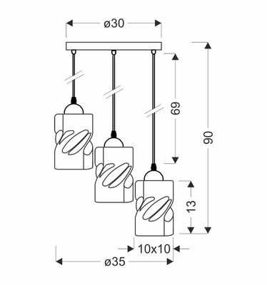 Lampa suspendata neagra/placa fum 3xE27 Felis 33-00200