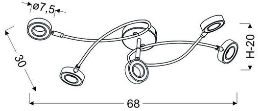 Plafoniera LED 5x5W VINOLA 98-66039 CROM 3000K