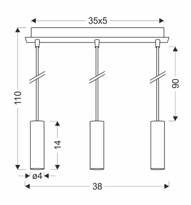 Suspension dorée 3xE27 142mm Dallas Ledea 50103035