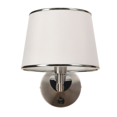Kinkiet srebrny regulowany z włącznikiem biały abażur Ibis Candellux 21-00883