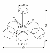 VINOTI lampa wisząca chromowy 5x40W E27 klosz grafitowy