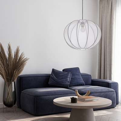 Lampa wisząca z abażurem Mellow biała kula 52 cm do salonu i jadalni