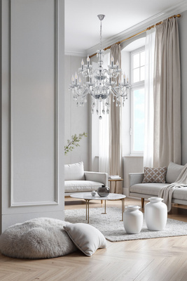 Gold chandelier with crystals 15xE14 Maria Teresa 30-95810