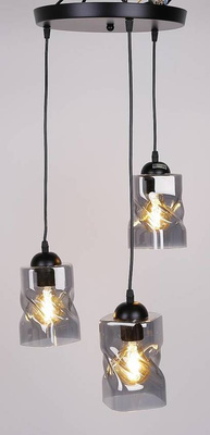 Hanging lamp black/smoke plate 3xE27 Felis 33-00200