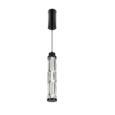 Lampa wisząca Corte szklana tuba czarny mat LED 10W 3000K do salonu