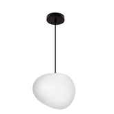 Lampa wisząca STONES 25 cm w stylu Japandi - z białym akrylowym kloszem inspirowanym kamieniem - minimalistyczne oświetlenie sufitowe do salonu E27