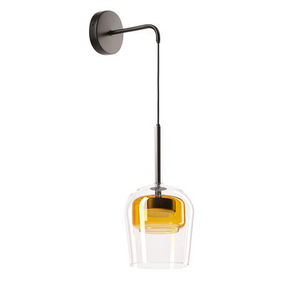 Wall Lamp Glaxi with glass shade, transparent and yellow, for bedroom, 1xGX53