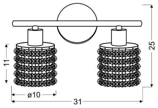 Kinkiet podwójny chromowy z kryształkami białymi Royal Candellux 92-28030