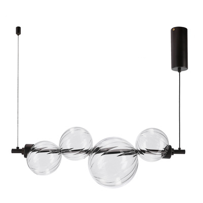 PLAYA suspension noire horizontale 12W LED 3000K abat jour transparent