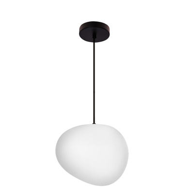 Pendant lamp STONES 25 cm in Japandi style with white acrylic stone inspired shade minimalist ceiling lighting for living room E27