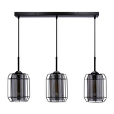 Suspension Jonera noir 3x40 E27 abat-jour fumé 33-08435