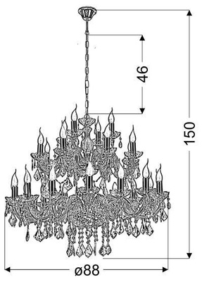 Candelabru din cristal auriu 28xE14 Maria Teresa Candellux 30-94622