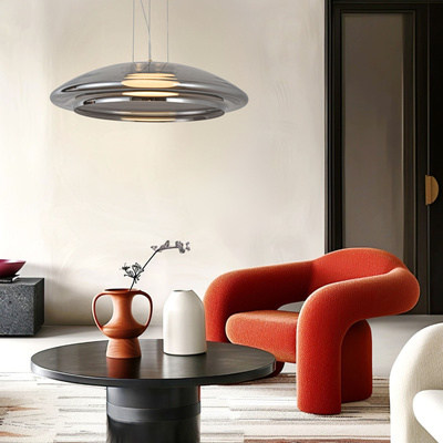 Pendant lamp Ombre 42 glass over table smoked shade GX53
