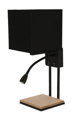 Lampa Theo aplică neagră 1x40w e14 + 2w led Abajur negru cu întrerupătoare