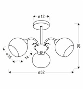 PASCAL lampa wisząca patynowy 3x40W E27 klosz bursztynowy
