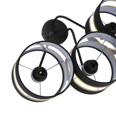 Andy suspension noir e27 abat-jour noir+or