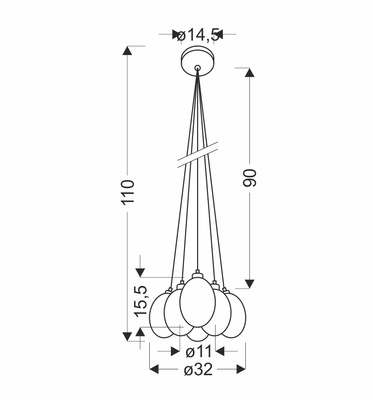 Lampa wiszącza szklane kolorowe balony 6x10W Lukka Ledea 50106168