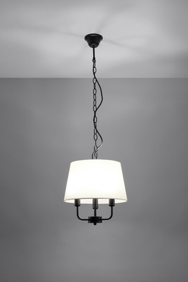 Lampa wisząca z abażurem Pasteri beżowa potrójna do salonu