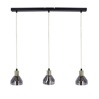 Suspension verre doré 3xE14 70cm GREGORY