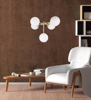 Hanging lamp brass opal ball shade 5x28W Mati Candellux 35-73778